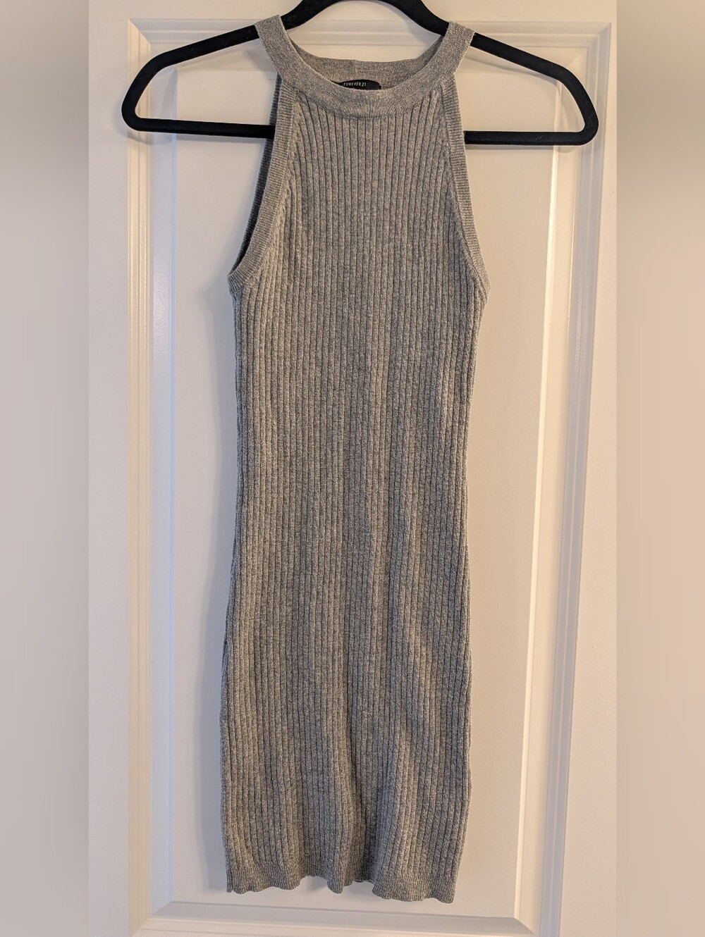 Forever 21 Gray Ribbed Knit Halter Midi Dress - Picture 1 of 5